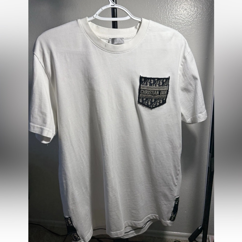Dior White Tee with Logo Pocket